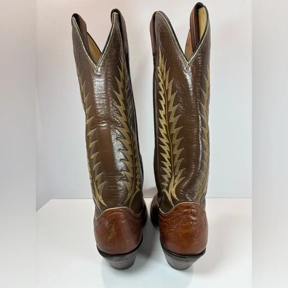 Vintage Tony Lama Women Size 6/ Two Tone Brown Leather Cowboy Western Boots - Picture 6 of 10